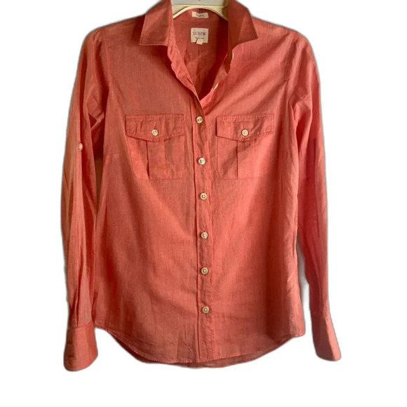 J Crew Perfect Fit Cotton Lightweight Button Up‎ Shirt Size XS - Picture 1 of 9